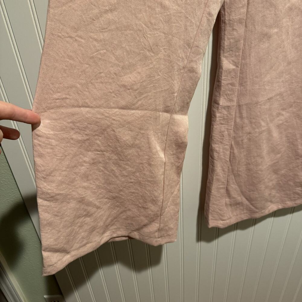 OGL European Linen Like Flared Pants Soft Pink NEW Size Small - Picture 2 of 6